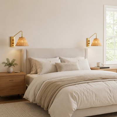Syloria Modern Adjustable Rattan Wall Light
