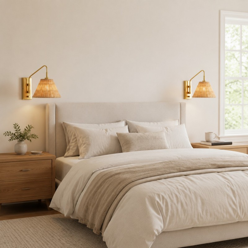 Syloria Modern Adjustable Rattan Wall Light