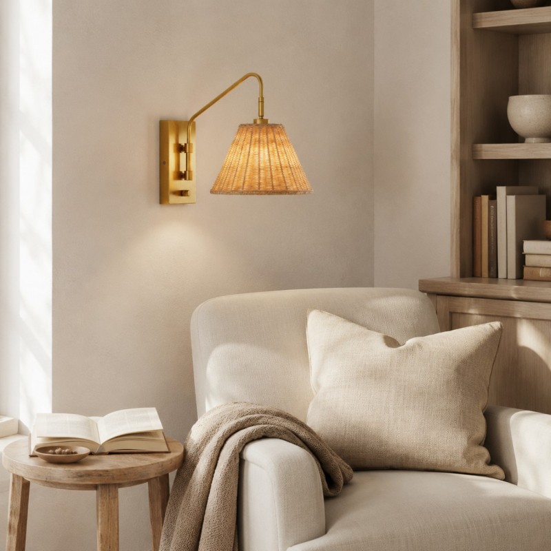 Syloria Modern Adjustable Rattan Wall Light