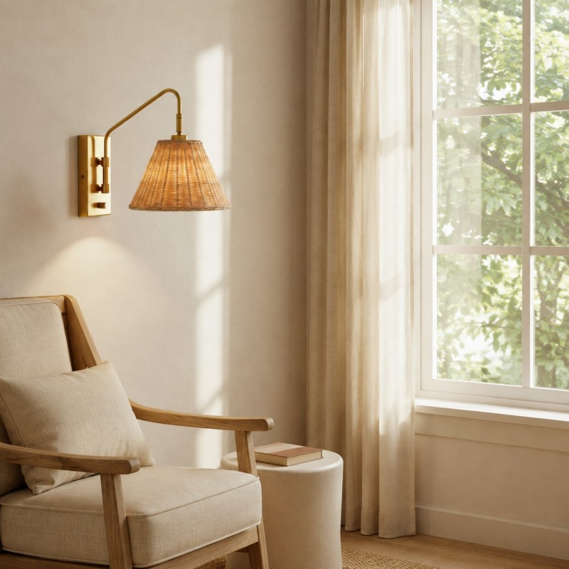 Syloria Modern Adjustable Rattan Wall Light