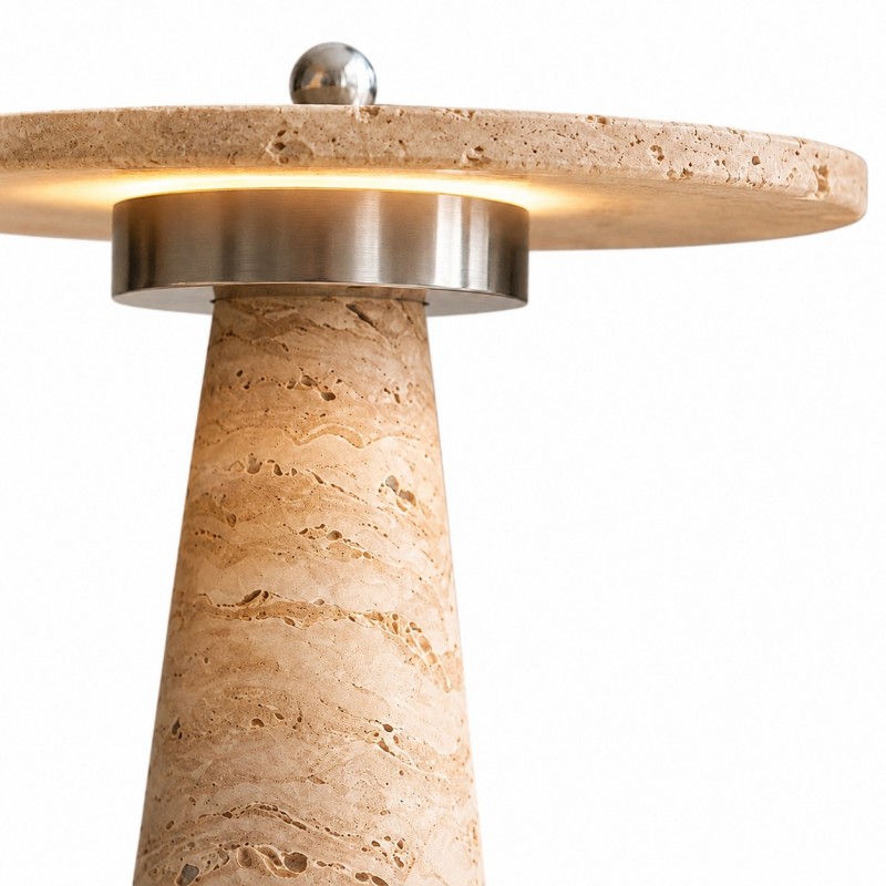 Aelwen Wabi Sabi LED Travertine Mushroom Table Light