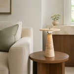 Aelwen Wabi Sabi LED Travertine Disc Table Lamp