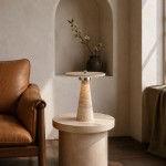 Aelwen Wabi Sabi LED Travertine Mushroom Table Light