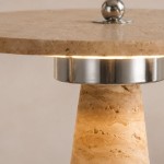Aelwen Wabi Sabi LED Travertine Mushroom Table Light
