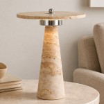Aelwen Wabi Sabi LED Travertine Mushroom Table Light