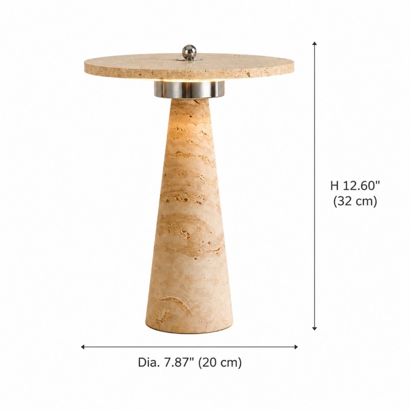 Aelwen Wabi Sabi LED Travertine Mushroom Table Light