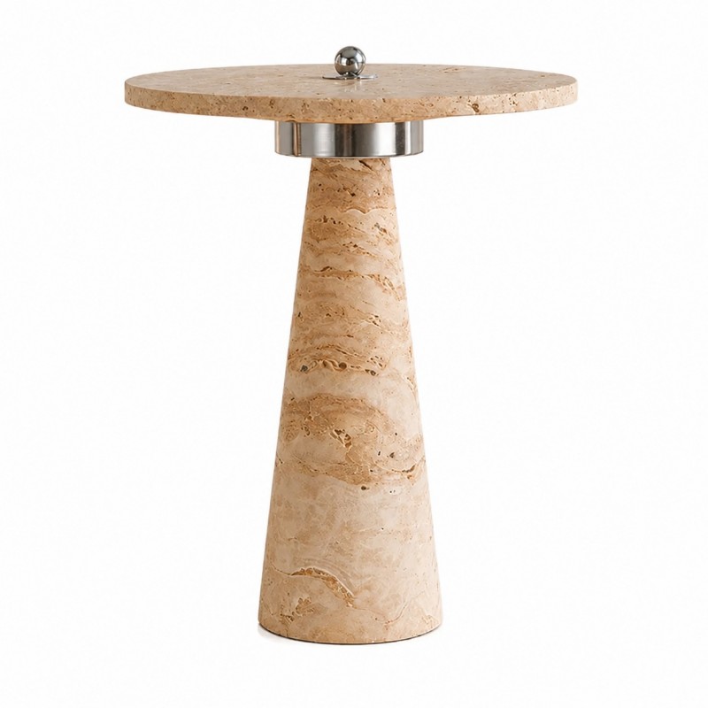 Aelwen Wabi Sabi LED Travertine Disc Table Lamp
