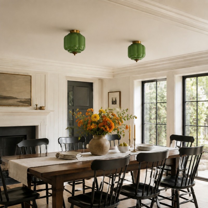 Conran Vintage Milk Glass Semi Flush Mount Eloise Ceiling Light