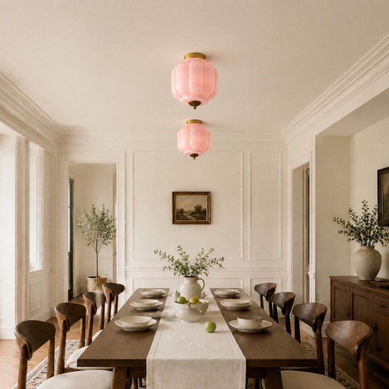 Conran Vintage Milk Glass Semi Flush Mount Eloise Ceiling Light