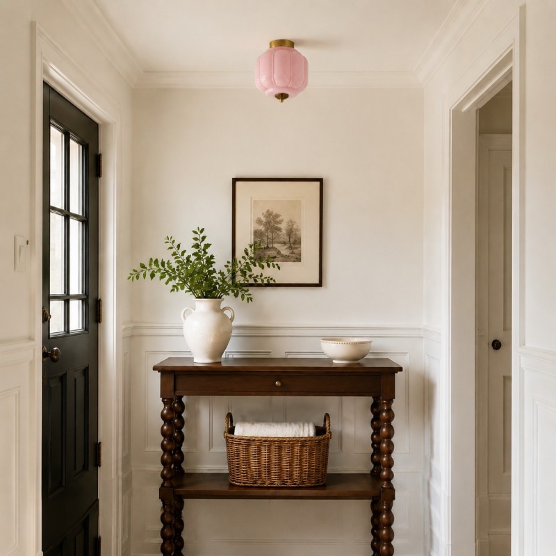 Conran Vintage Milk Glass Semi Flush Mount Eloise Ceiling Light