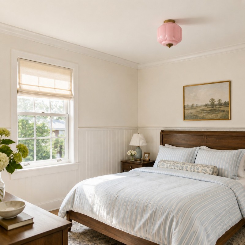 Conran Vintage Milk Glass Semi Flush Mount Eloise Ceiling Light