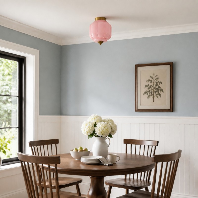 Conran Vintage Milk Glass Semi Flush Mount Eloise Ceiling Light