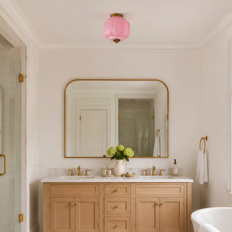 Conran Vintage Milk Glass Semi Flush Mount Eloise Ceiling Light