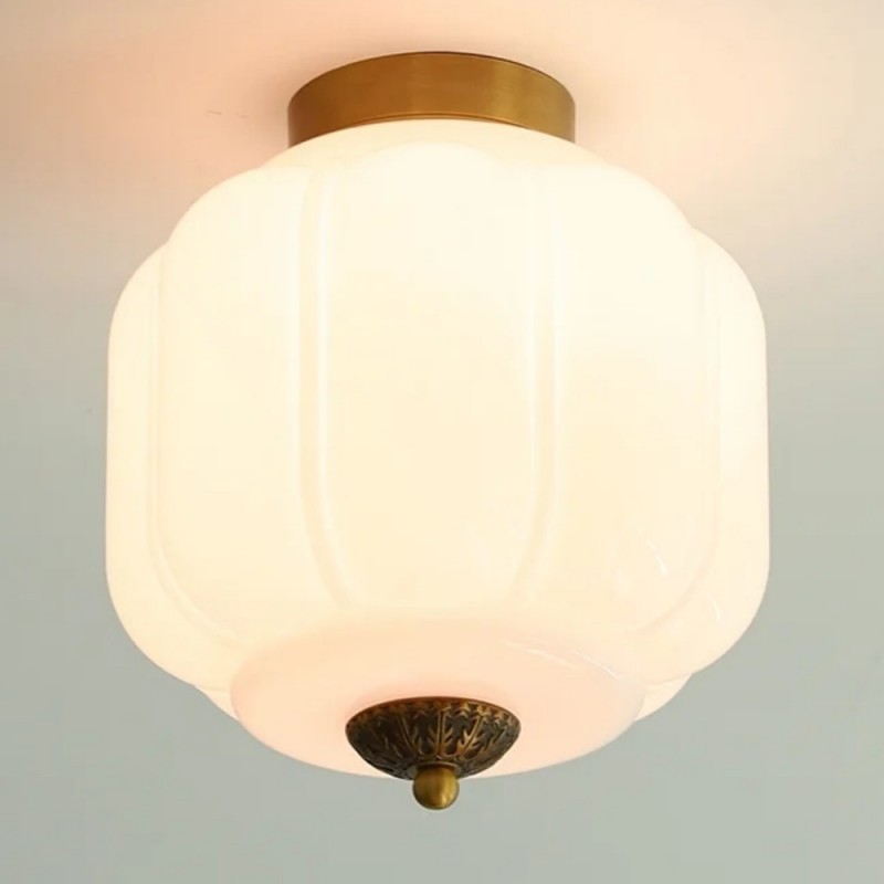 Conran Vintage Milk Glass Semi Flush Mount Eloise Ceiling Light