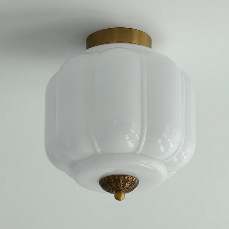 Conran Vintage Milk Glass Semi Flush Mount Eloise Ceiling Light
