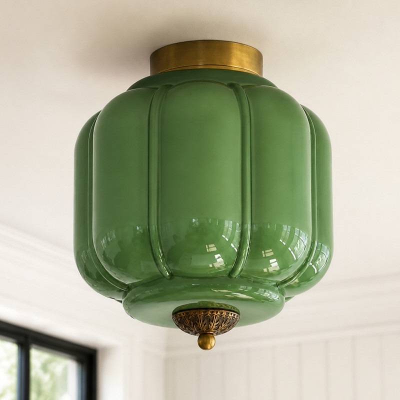 Conran Vintage Milk Glass Semi Flush Mount Eloise Ceiling Light