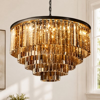 Guinevere Vintage Luxury Tiered Round Crystal Chandelier