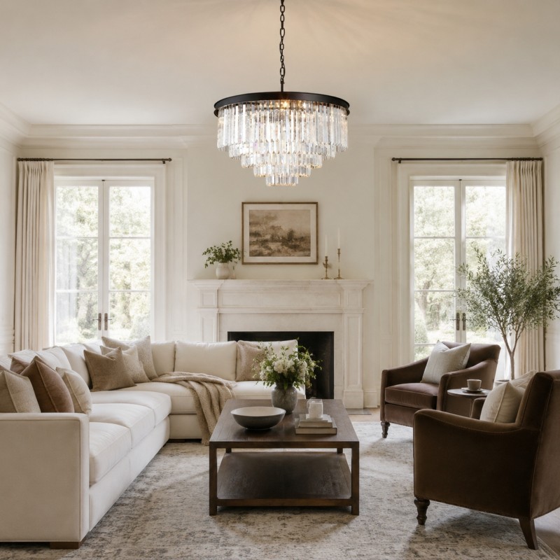 Guinevere Vintage Luxury Tiered Round Crystal Chandelier