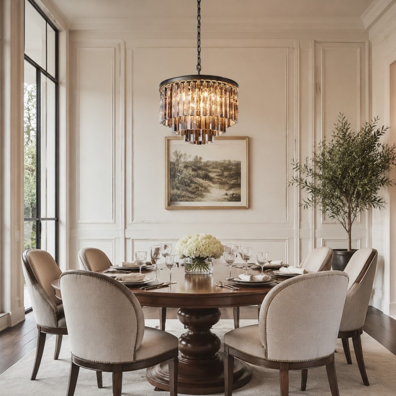 Guinevere Vintage Luxury Tiered Round Crystal Chandelier