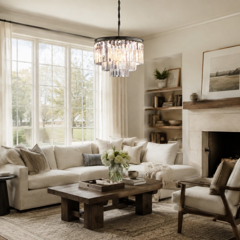 Guinevere Vintage Luxury Tiered Round Crystal Chandelier