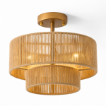 Ivon Handwoven Jute Rope Double Drum Ceiling Light