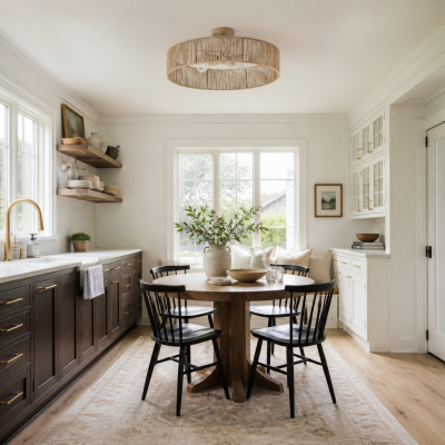 Lioran Rustic Round Rattan Ceiling Light