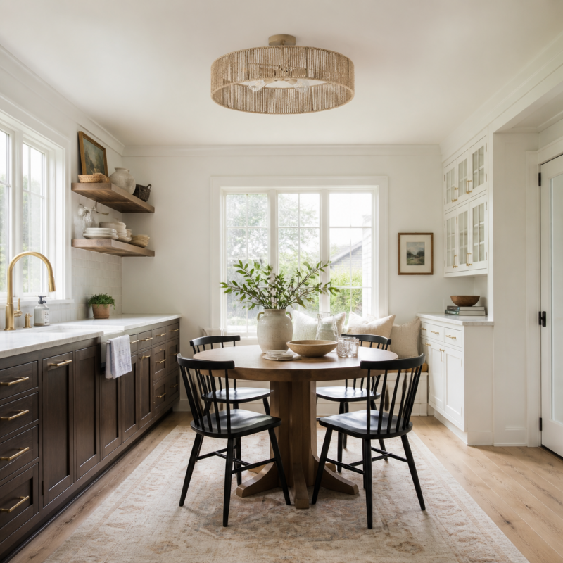 Lioran Rustic Round Rattan Ceiling Light