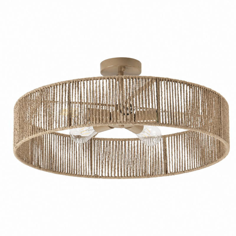 Lioran Rustic Round Rattan Ceiling Light
