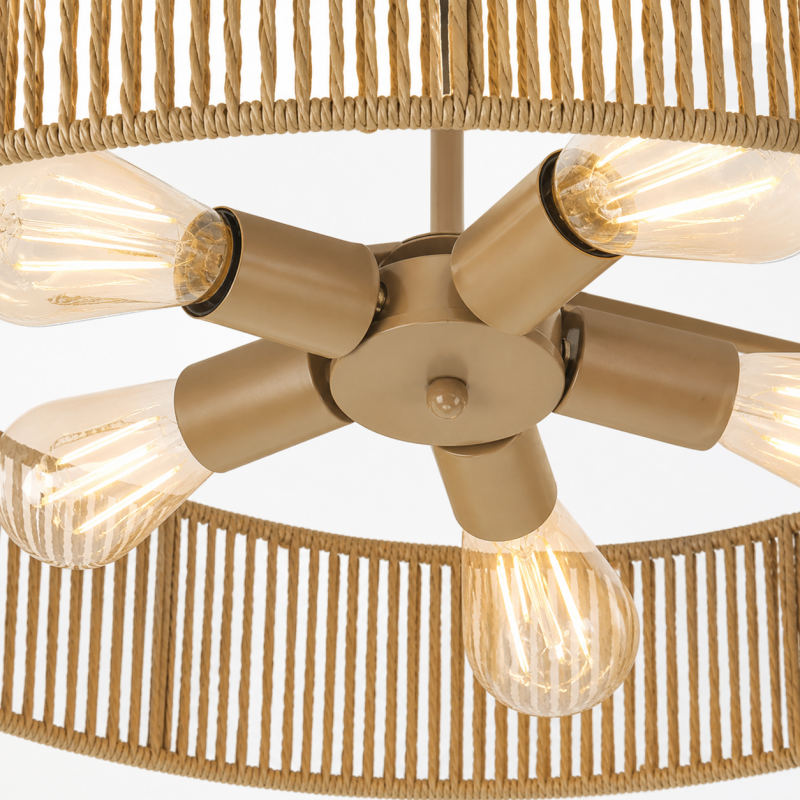Lioran Rustic Round Rattan Ceiling Light