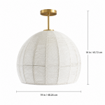 Dronor Ivory Woven Rope Globe Semi Flush Mount Light