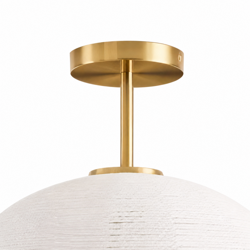 Dronor Ivory Woven Rope Globe Semi Flush Mount Light