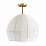 Dronor Ivory Woven Rope Globe Semi Flush Mount Light
