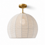 Dronor Ivory Woven Rope Globe Semi Flush Mount Light