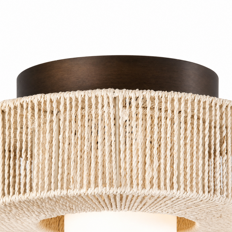 Lavan Rustic Hemp Rope Round Flush Mount Ceiling Light