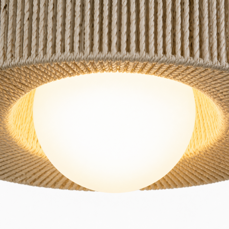 Lavan Rustic Hemp Rope Round Flush Mount Ceiling Light