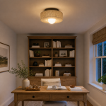 Lavan Rustic Hemp Rope Round Flush Mount Ceiling Light