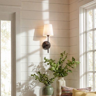 Ozuma One Light Wall Sconce with Linen Shade