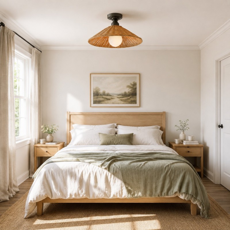 Blisaa Farmhouse Conical Rattan Ceiling Light