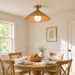 Blisaa Farmhouse Conical Rattan Ceiling Light