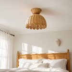 Robin Boho Style Woven Rattan Flower Ceiling Light