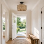 Lannister Coastal 2-Light Semi-Flush Mount Ceiling Light with Hand Woven Drum Shade for Bedroom