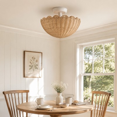 Andrew Natural Flower Rattan Flush Mount Ceiling Light