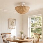 Andrew Natural Flower Rattan Flush Mount Ceiling Light