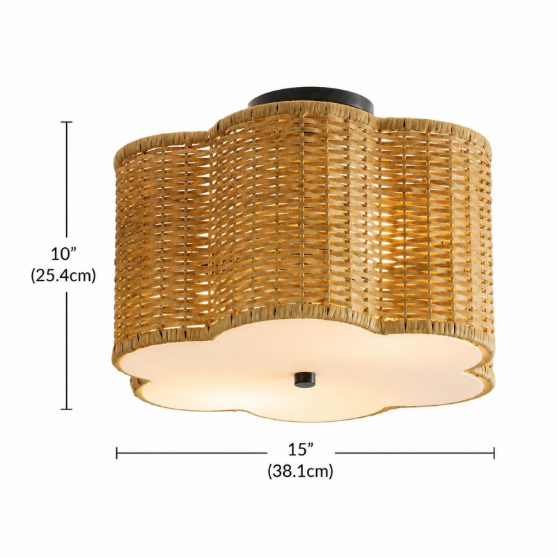 Tranquil Bohemian Style Flower Rattan Ceiling Light