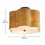 Tranquil Bohemian Style Flower Rattan Ceiling Light