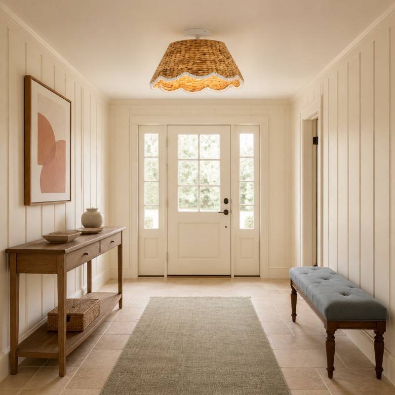 Thaloriel Farmhouse Rattan Flower Ceiling Light