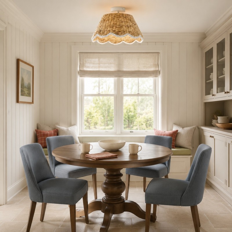 Thaloriel Farmhouse Rattan Flower Ceiling Light