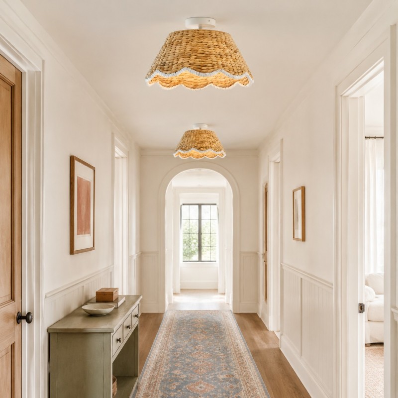 Thaloriel Farmhouse Rattan Flower Ceiling Light