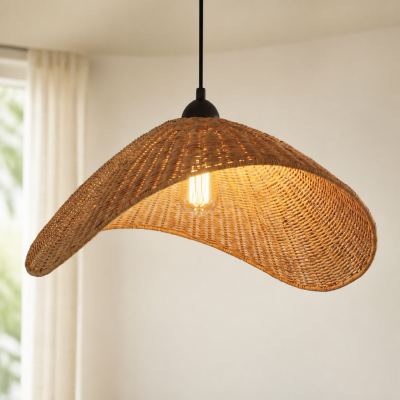 Holli Organic Boho Wicker Rattan Pendant Light