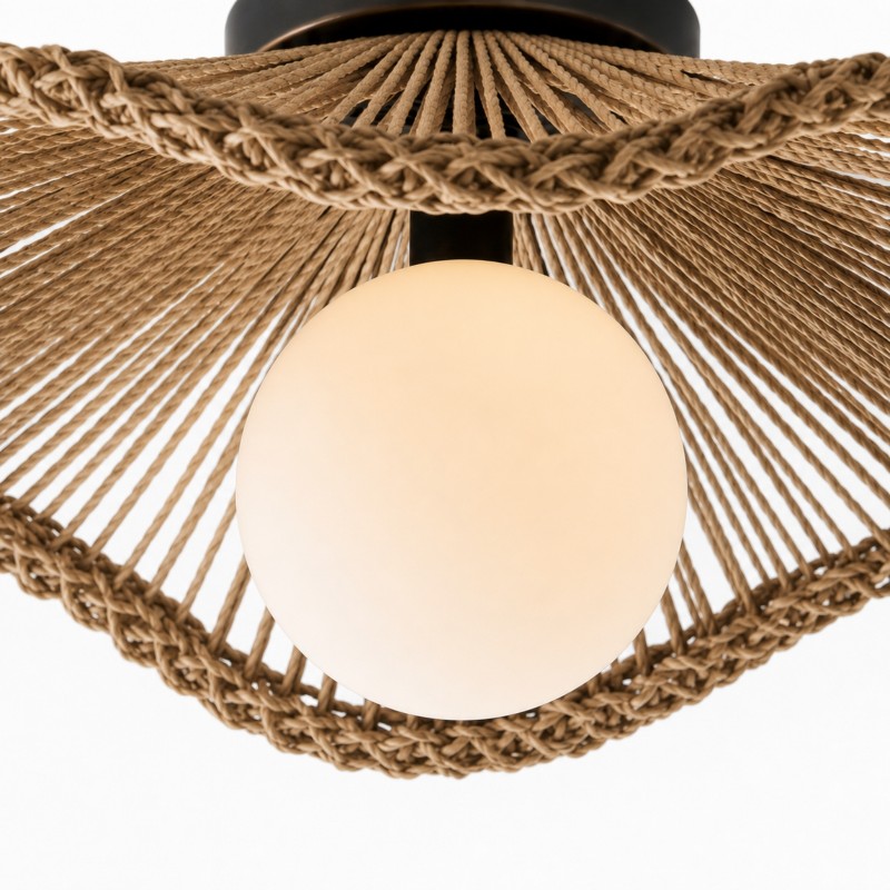 Lovary Bohemian Rattan Flower Flush Mount Ceiling Light